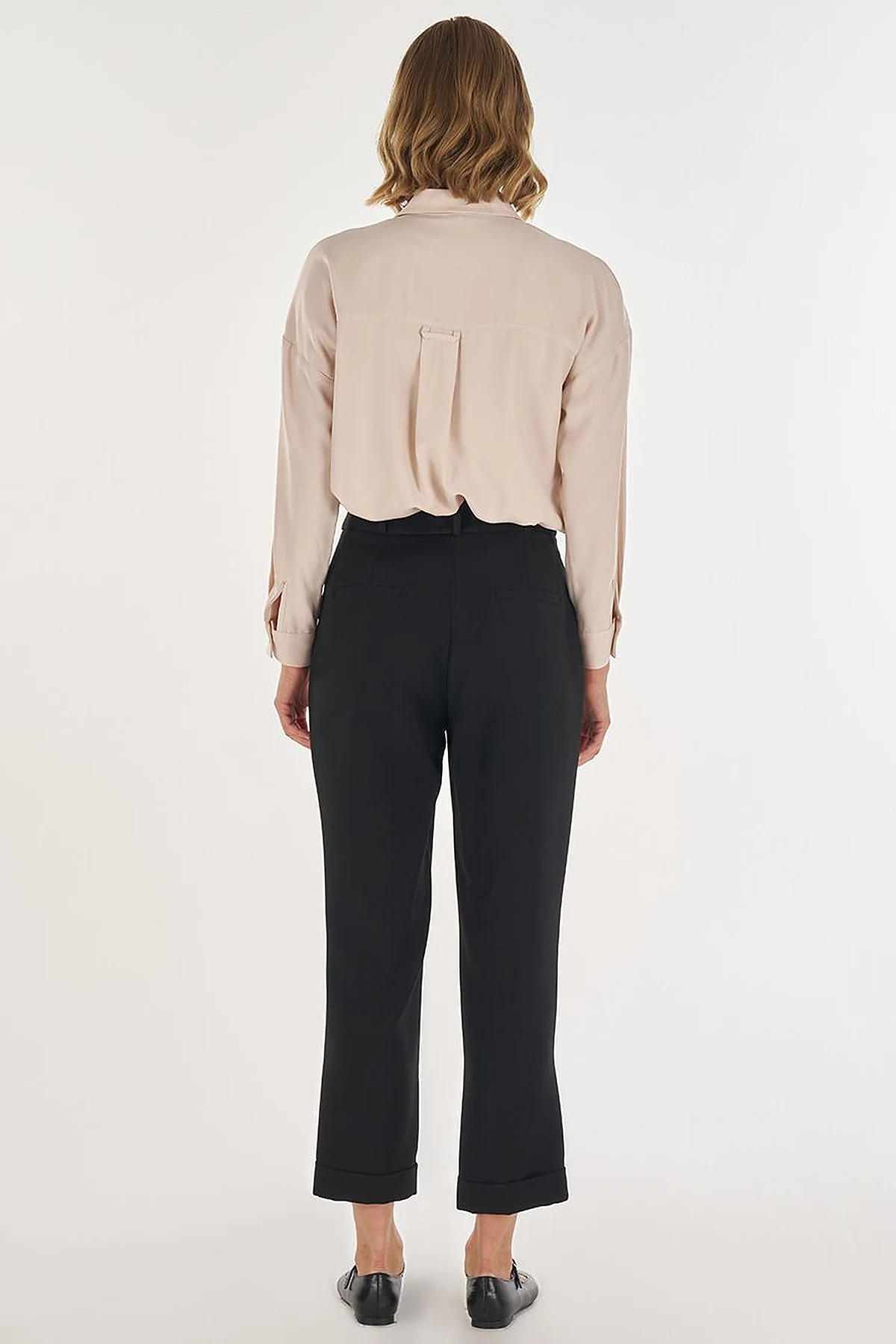 Pressed-crease Fabric Trousers Black