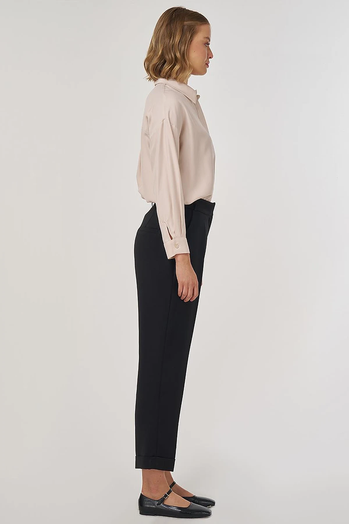 Pressed-crease Fabric Trousers Black