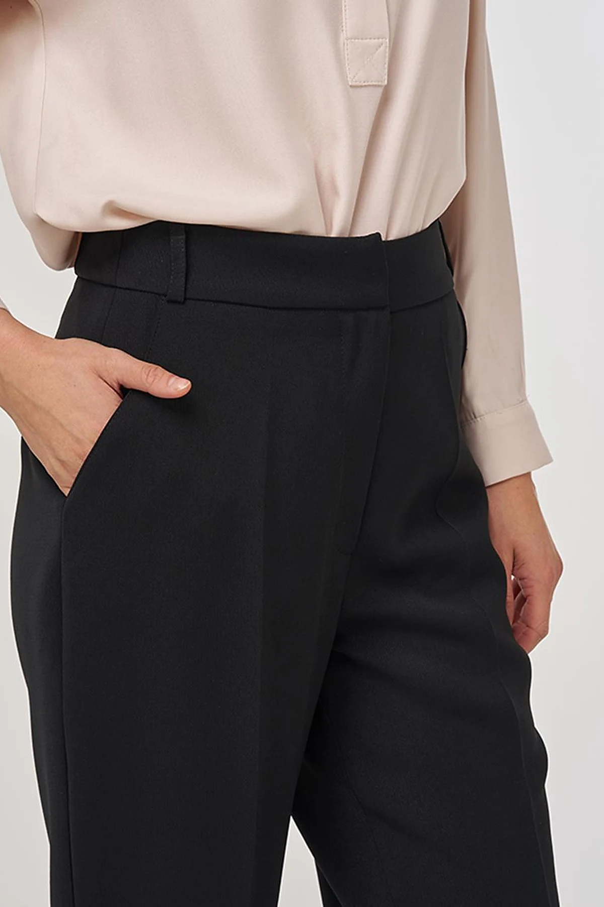 Pressed-crease Fabric Trousers Black