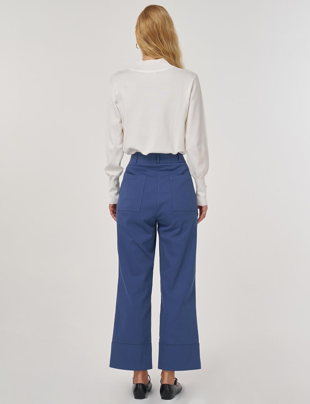 Duble Paça Kumaş Pantolon İndigo 