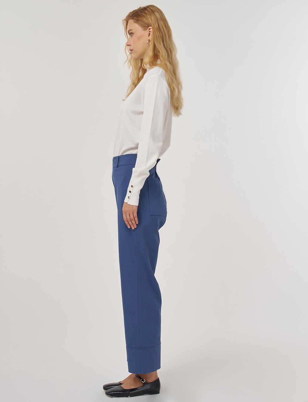 Duble Paça Kumaş Pantolon İndigo 