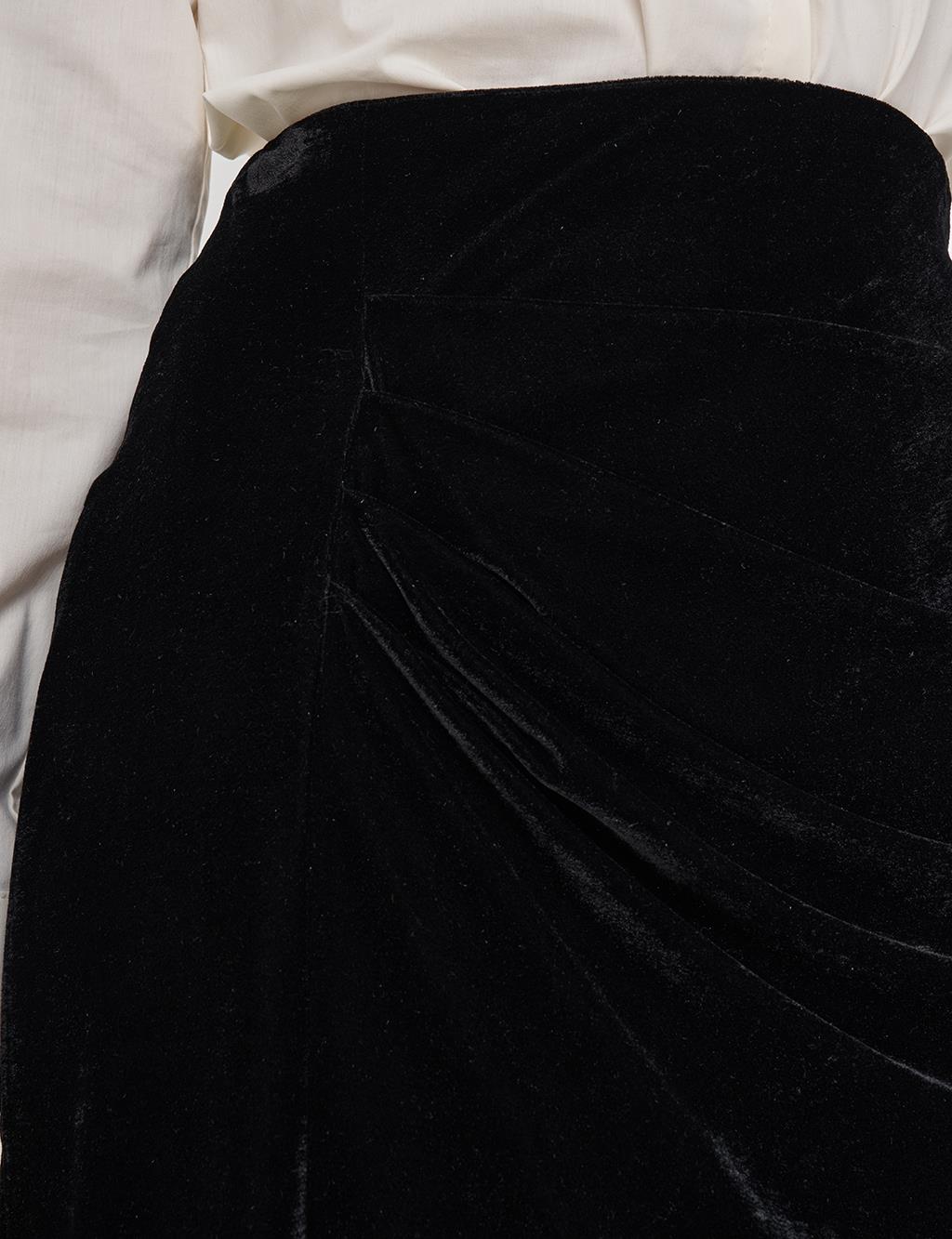 Drapeli Kadife Etek Siyah 