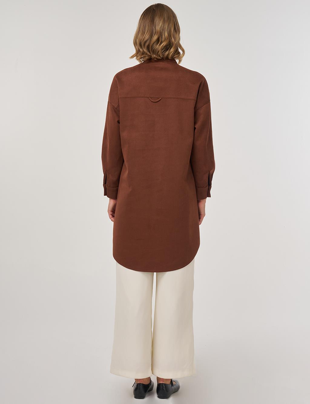 Lazer Kesim Süet Tunik Camel 