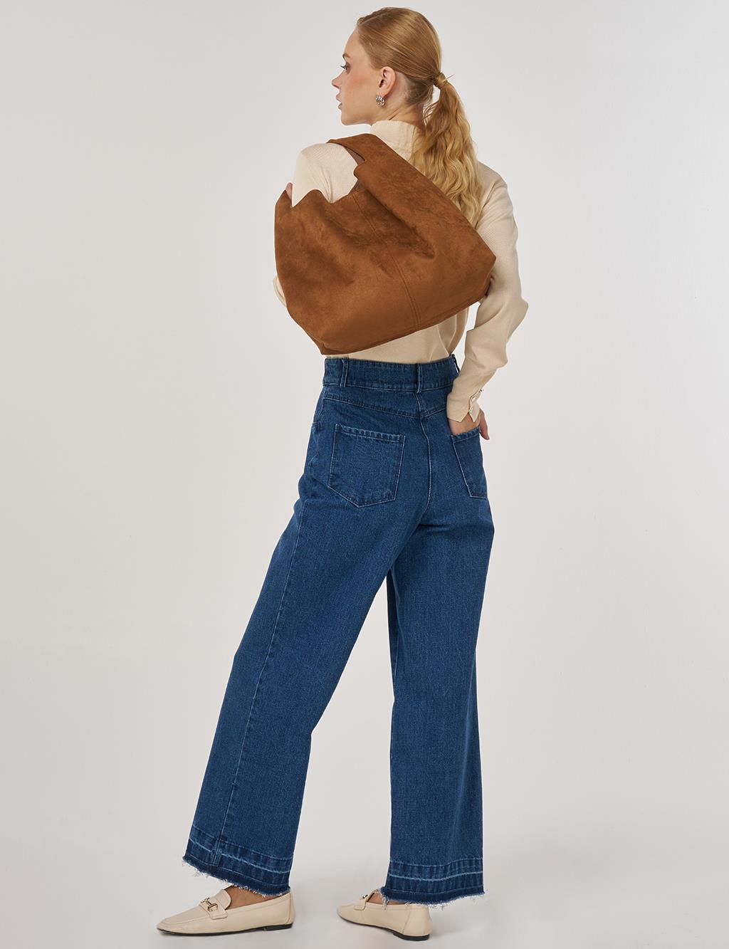 High-Waist Straight Denim Pants Indigo