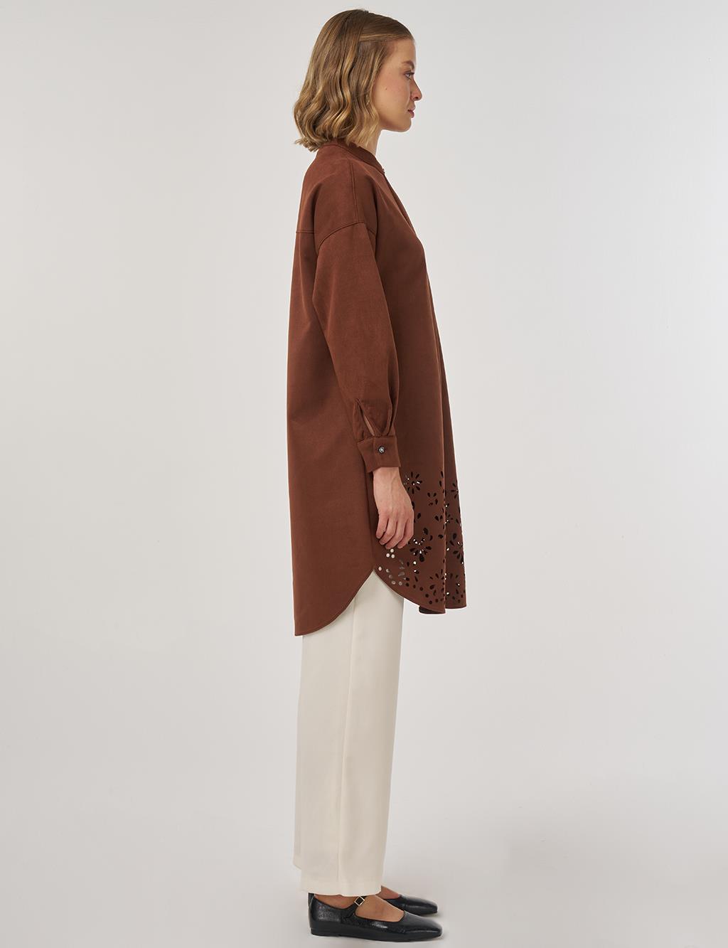 Lazer Kesim Süet Tunik Camel 