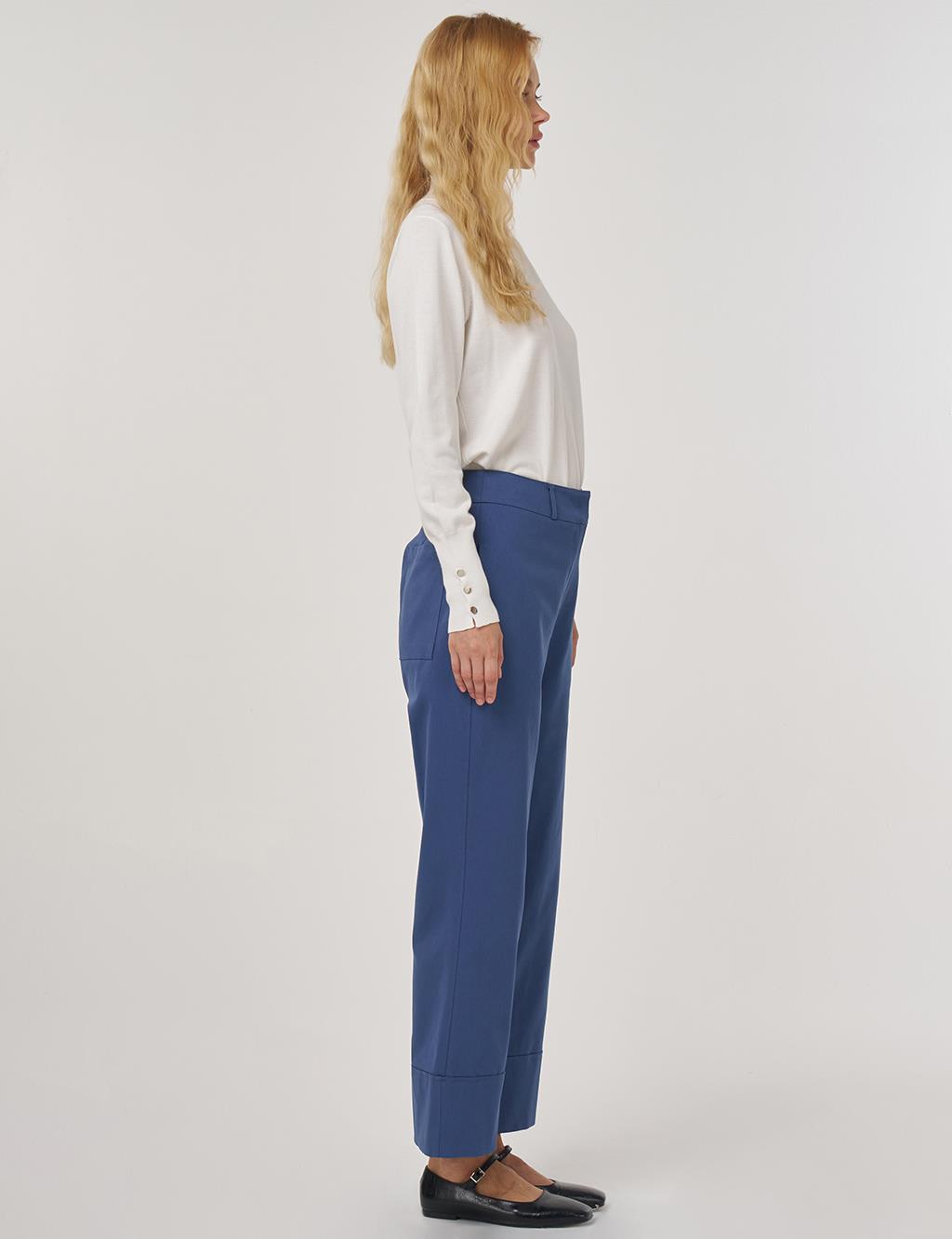 Duble Paça Kumaş Pantolon İndigo 