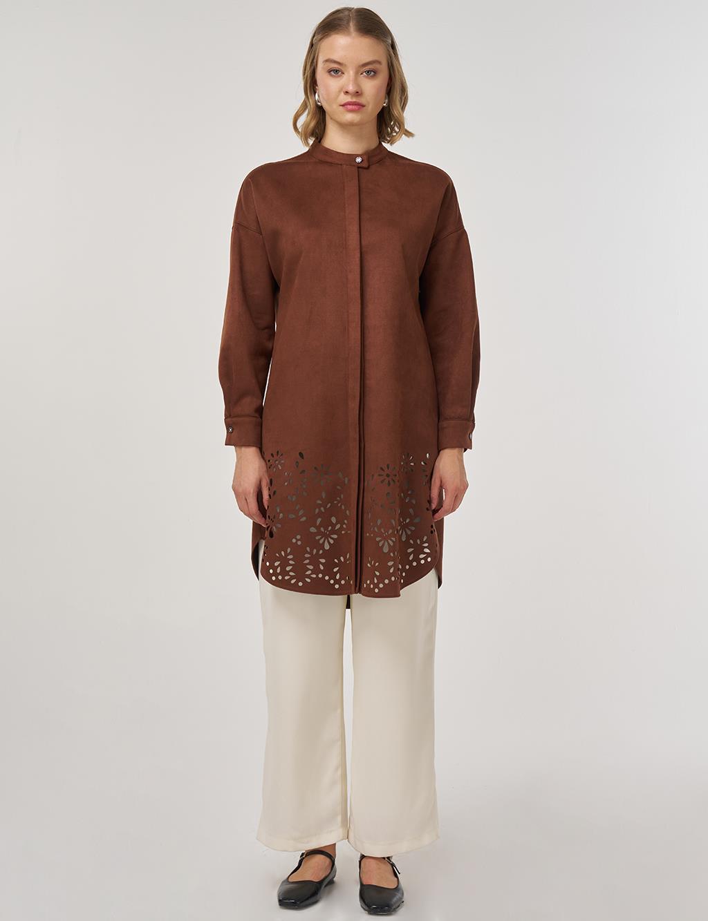 Lazer Kesim Süet Tunik Camel 
