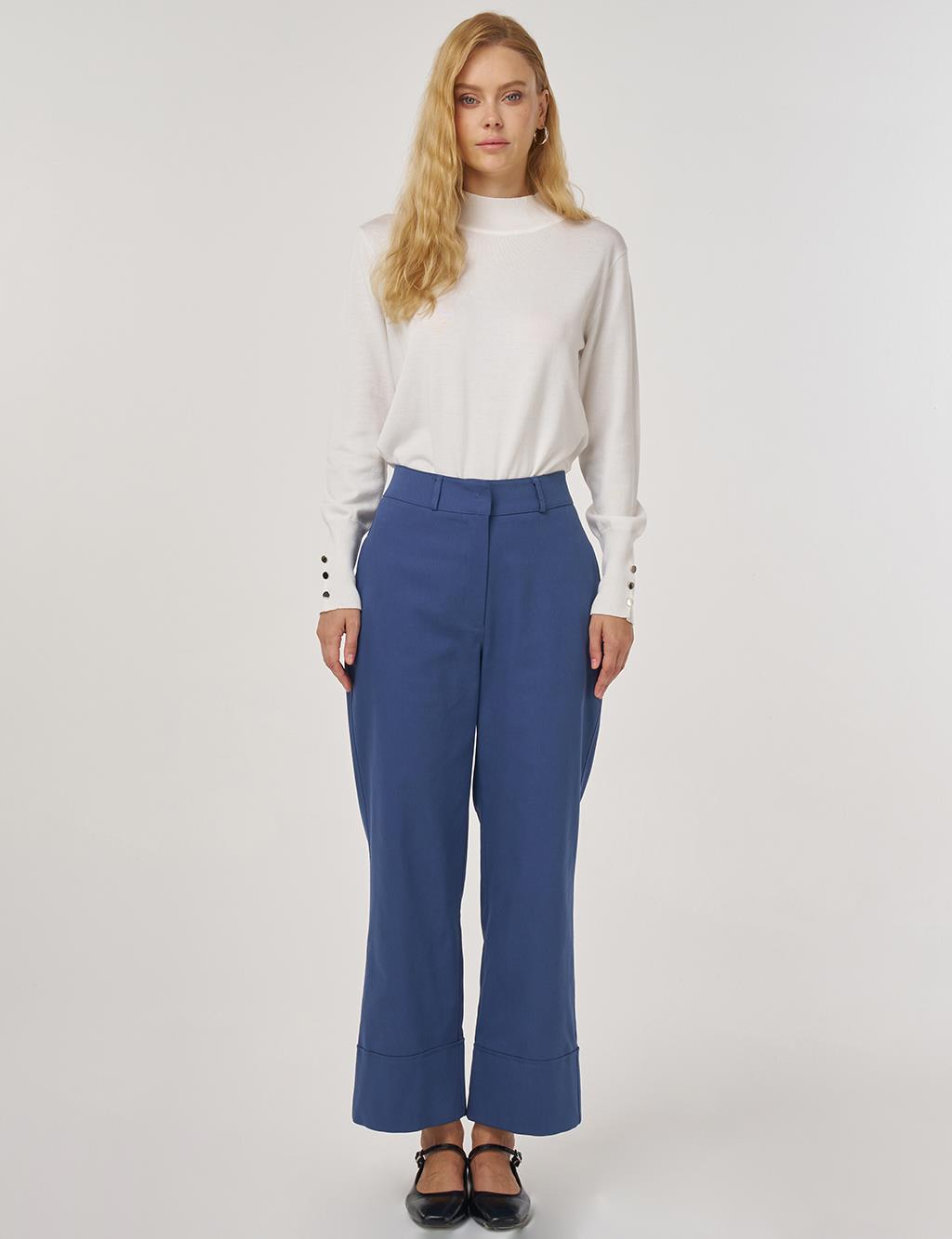 Duble Paça Kumaş Pantolon İndigo 