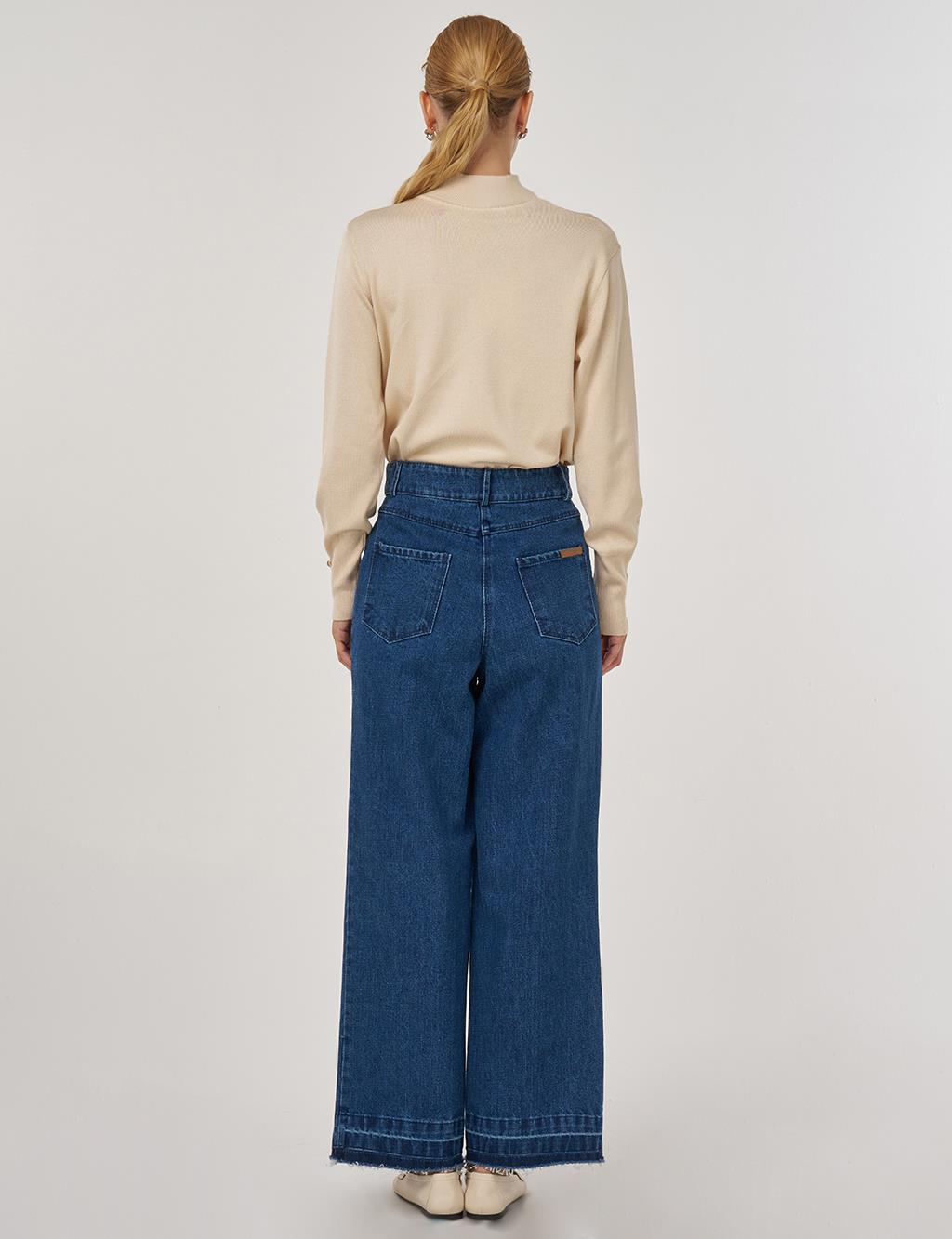 High-Waist Straight Denim Pants Indigo