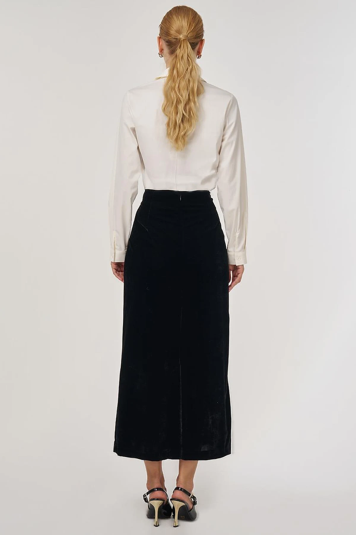 Draped Velvet Skirt Black