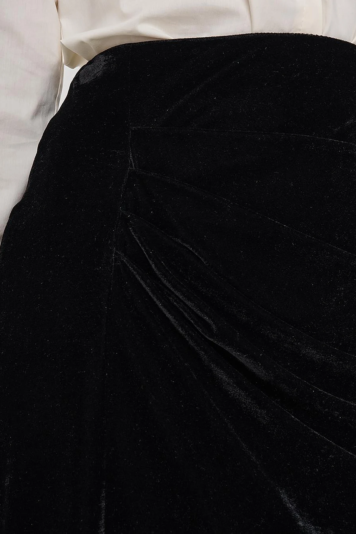Draped Velvet Skirt Black