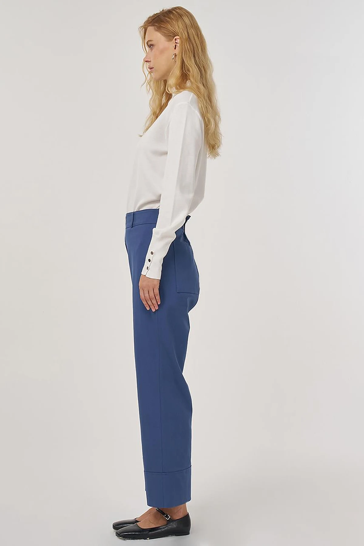 Double Cuff Fabric Pants Indigo