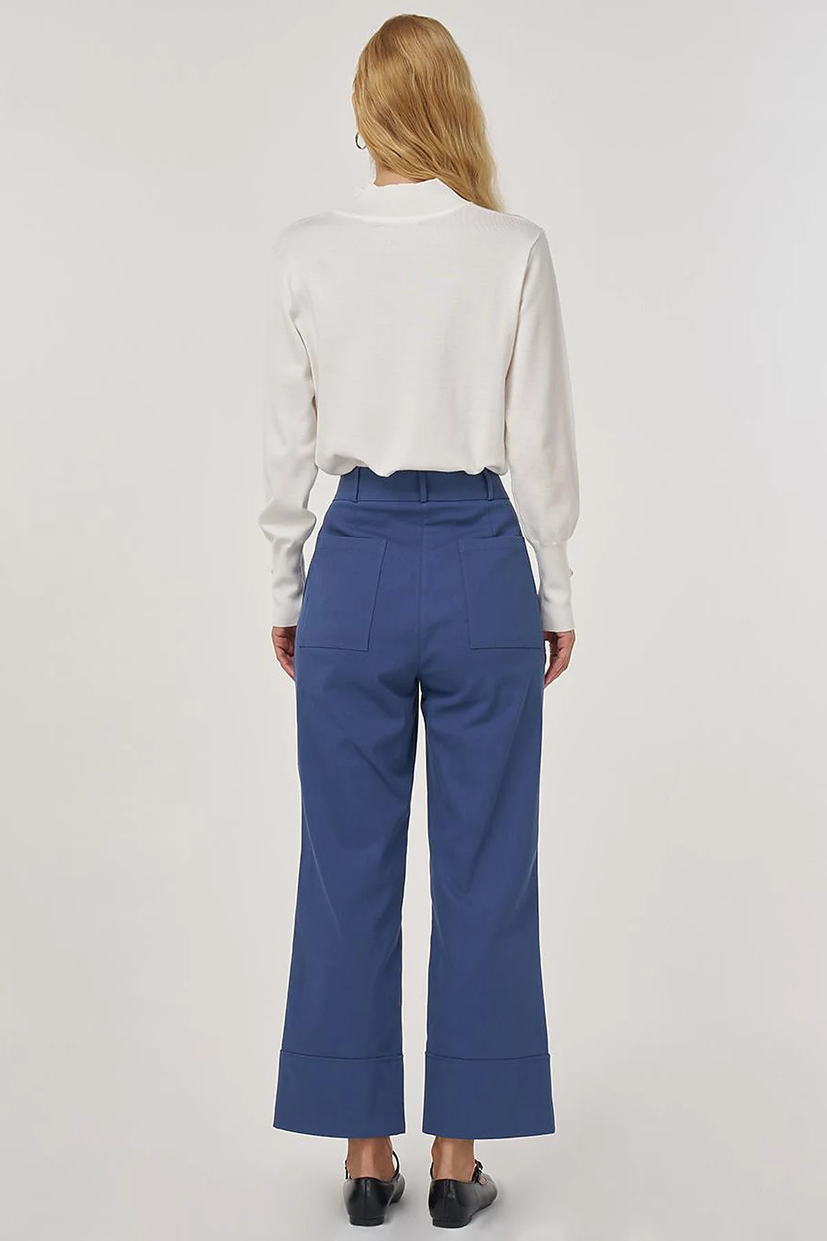 Double Cuff Fabric Pants Indigo