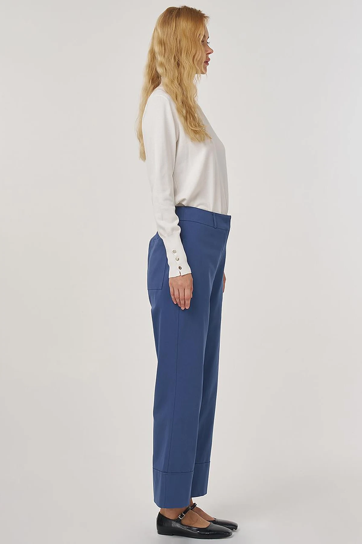 Double Cuff Fabric Pants Indigo
