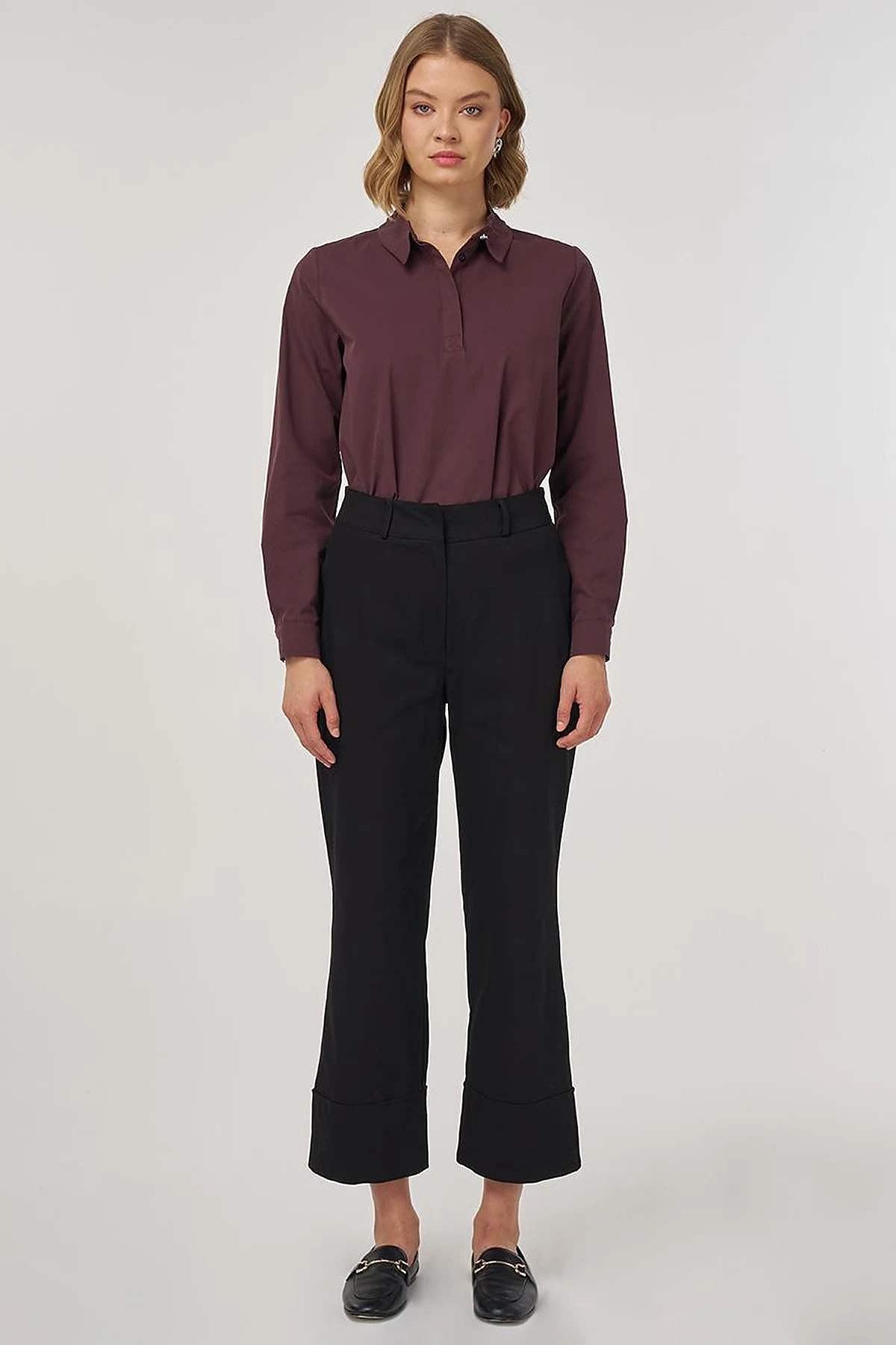 Double Cuff Fabric Pants Black