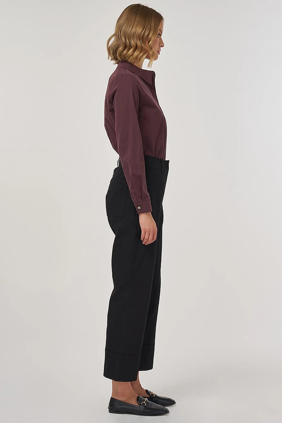 Double Cuff Fabric Pants Black