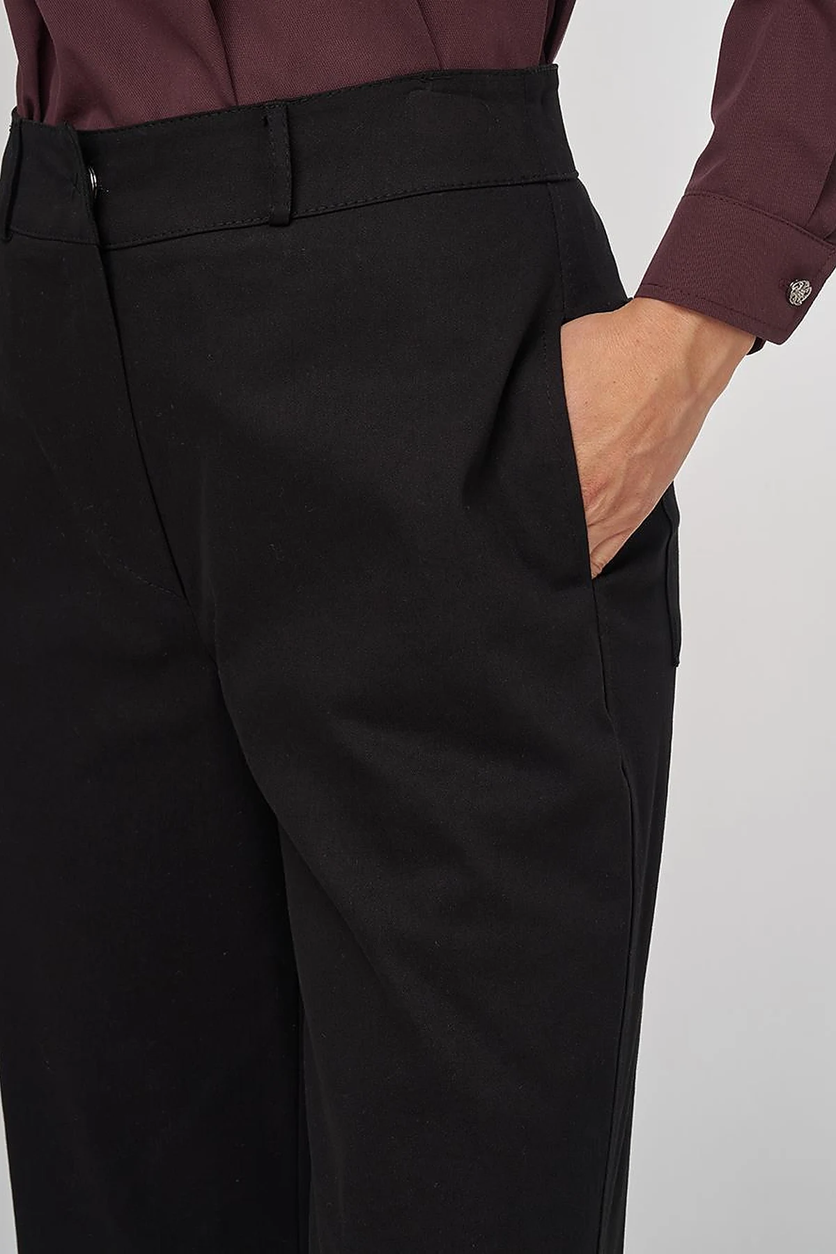 Double Cuff Fabric Pants Black