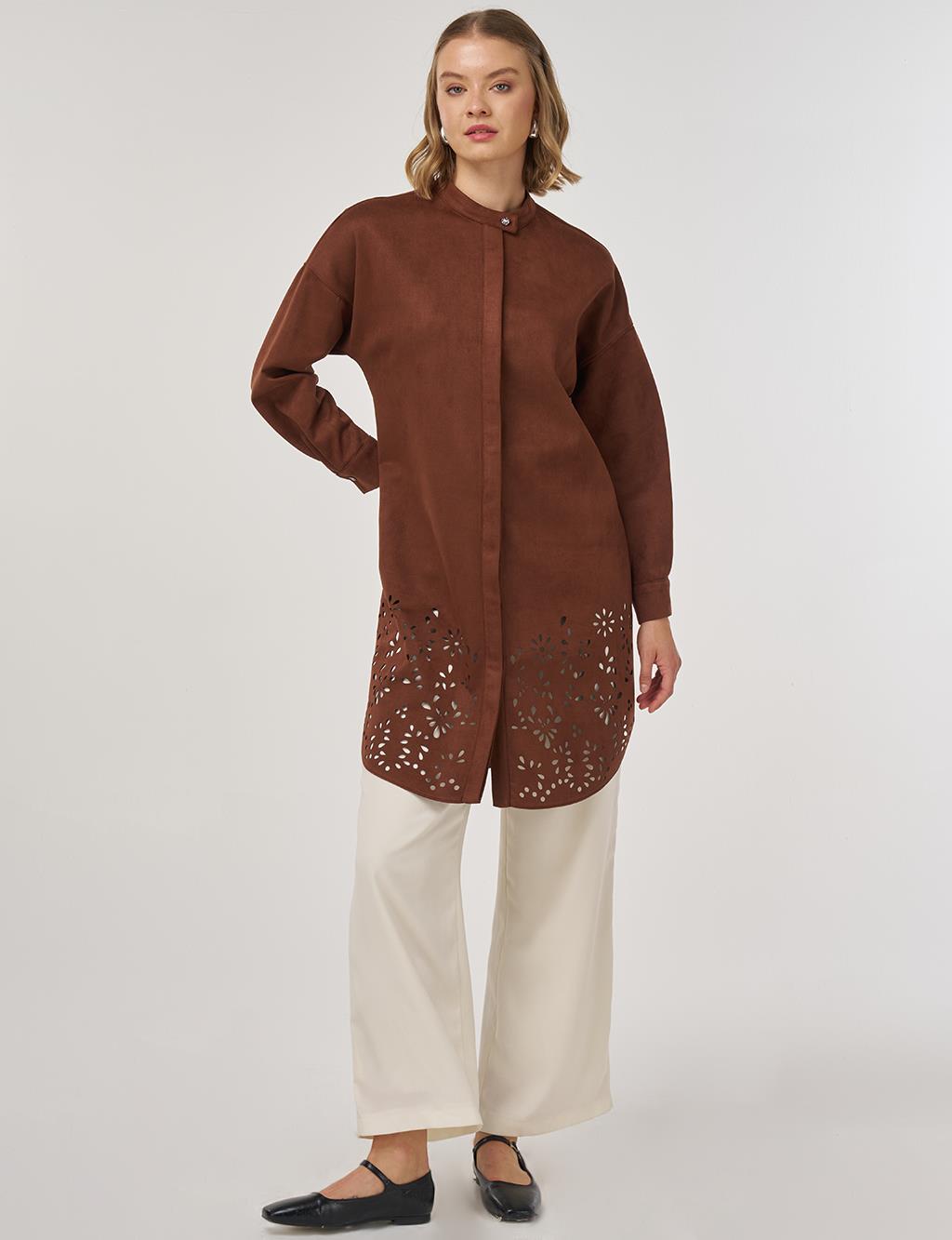Lazer Kesim Süet Tunik Camel 