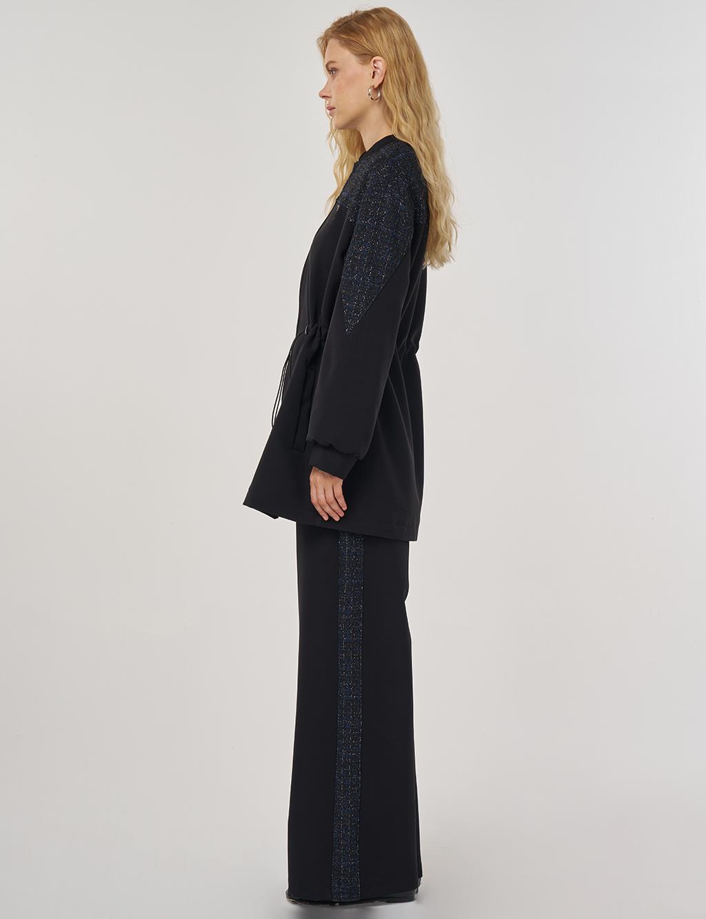 Elastic Waist Relaxed-Fit Two-Piece Set – Black 