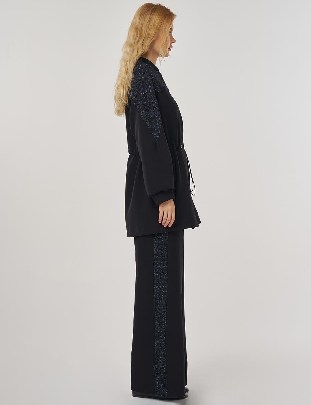 Elastic Waist Relaxed-Fit Two-Piece Set – Black 