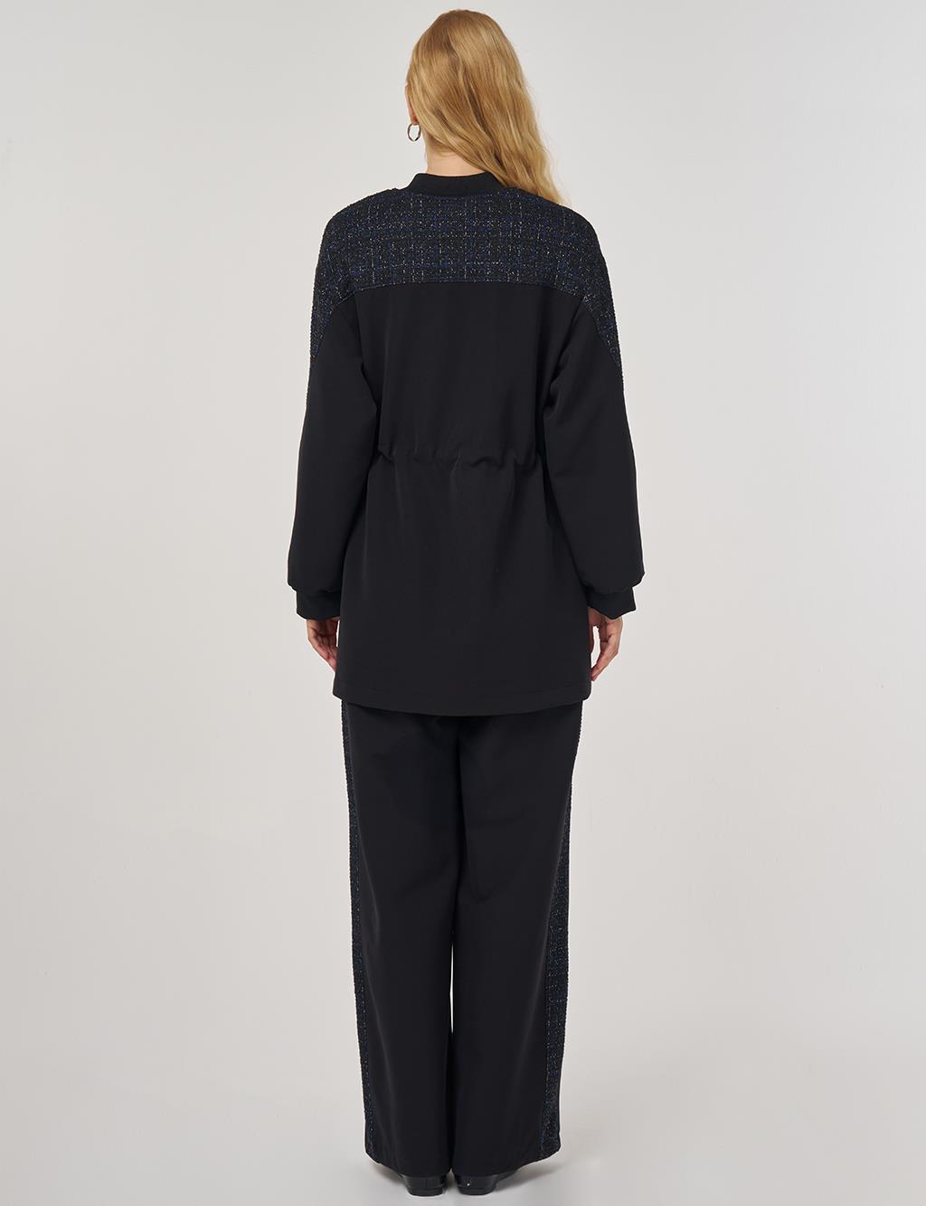 Elastic Waist Relaxed-Fit Two-Piece Set – Black 