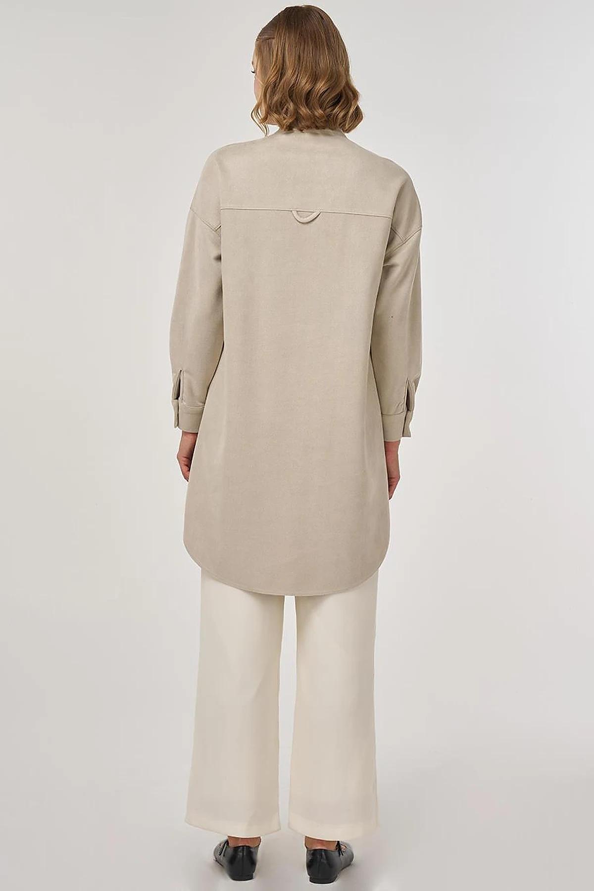 Laser-Cut Suede Tunic Stone