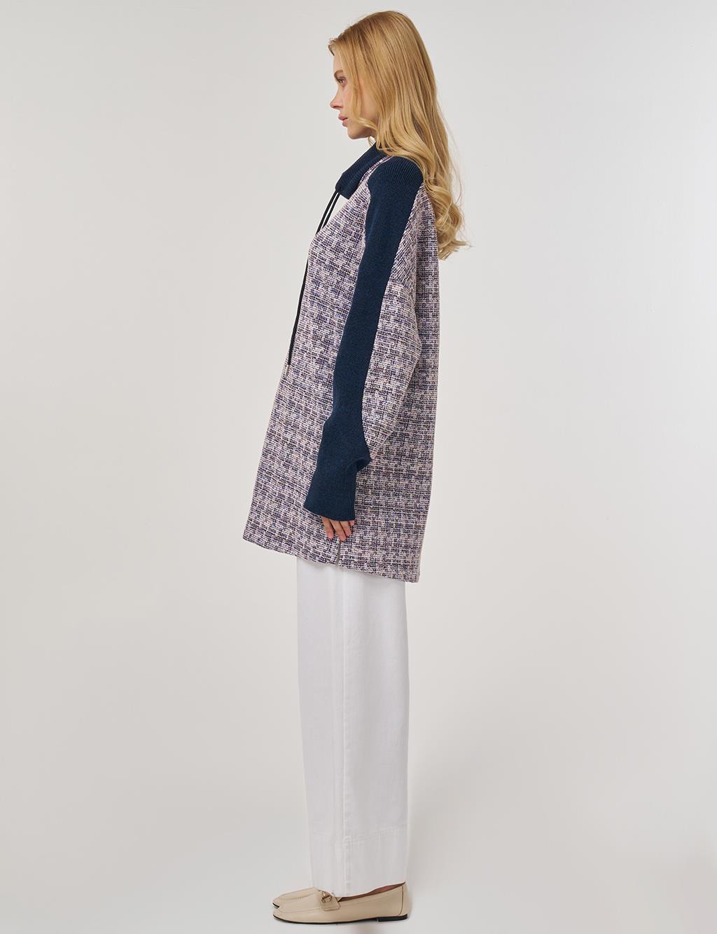 Triko Garnili Sweatshirt İndigo 