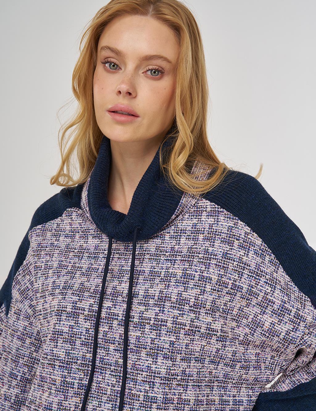 Triko Garnili Sweatshirt İndigo 