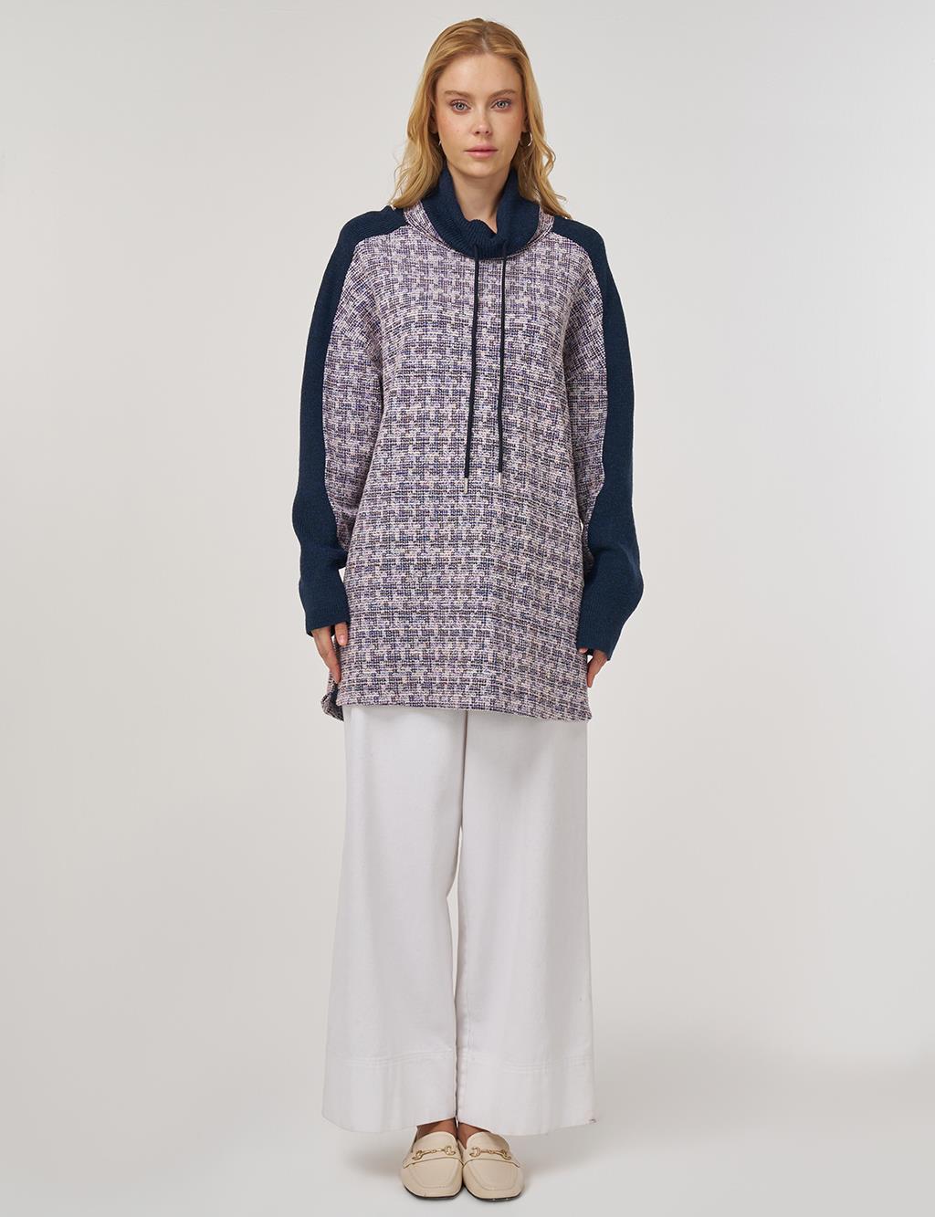 Triko Garnili Sweatshirt İndigo 