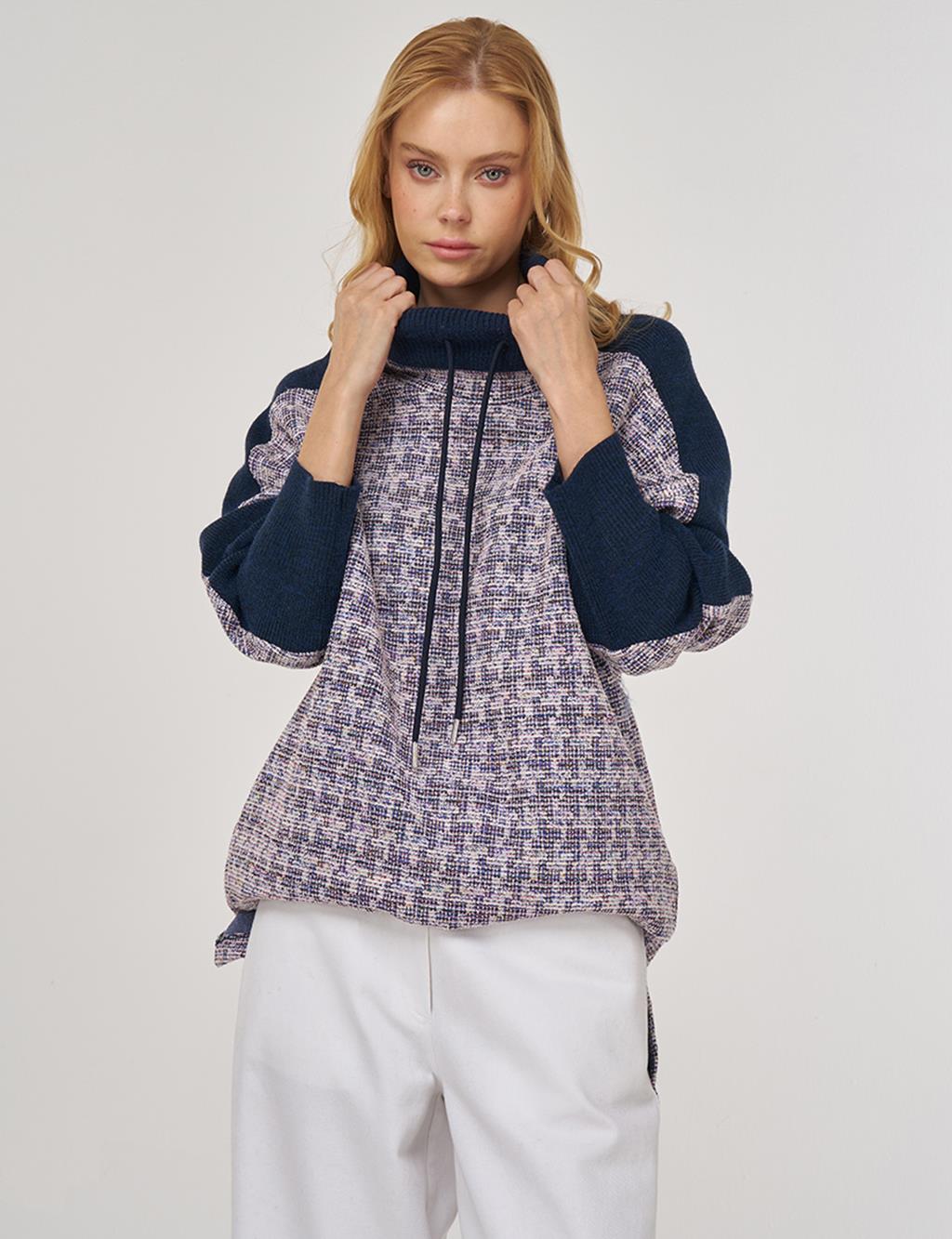 Triko Garnili Sweatshirt İndigo 