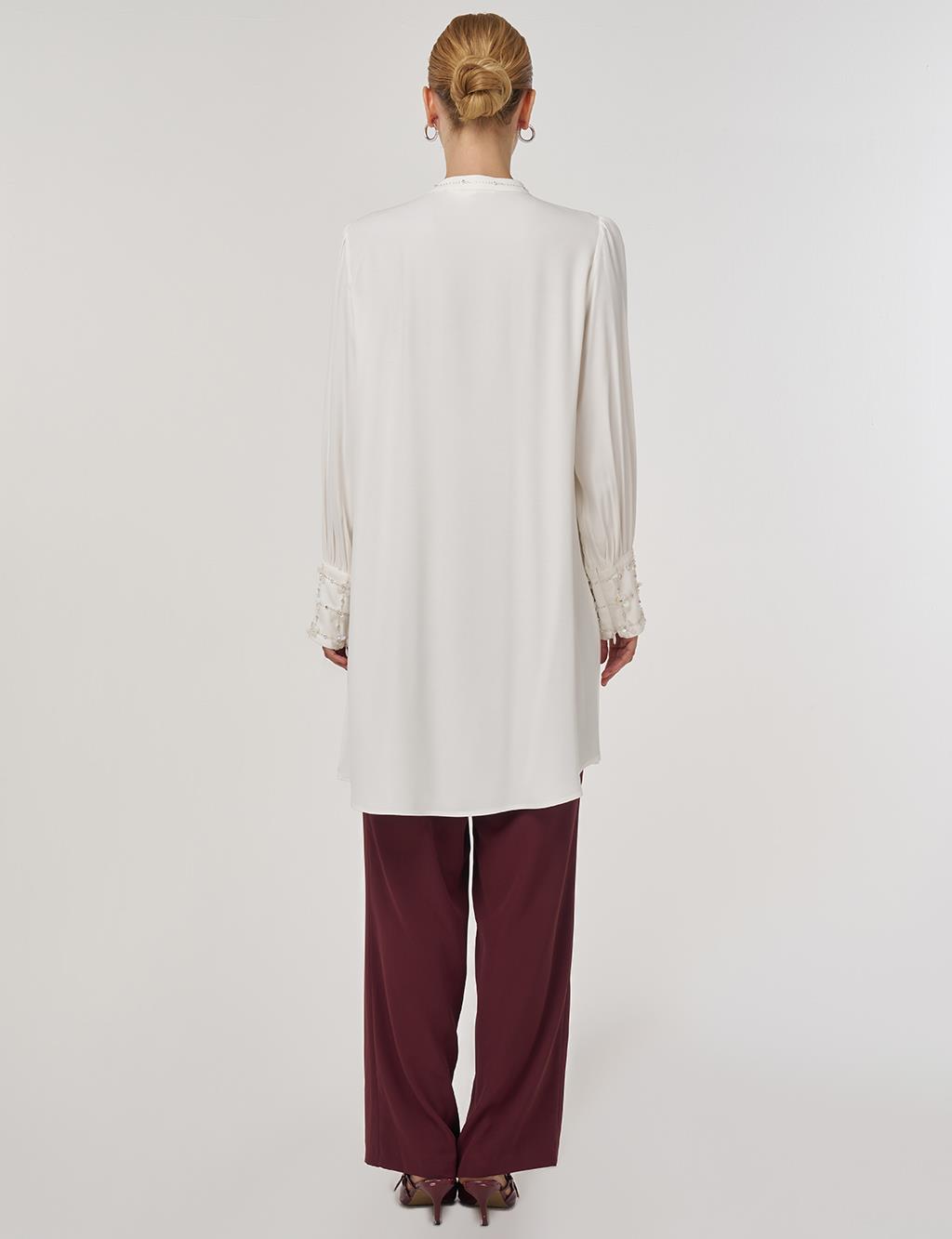 Embroidered Elegant Tunic in Ecru