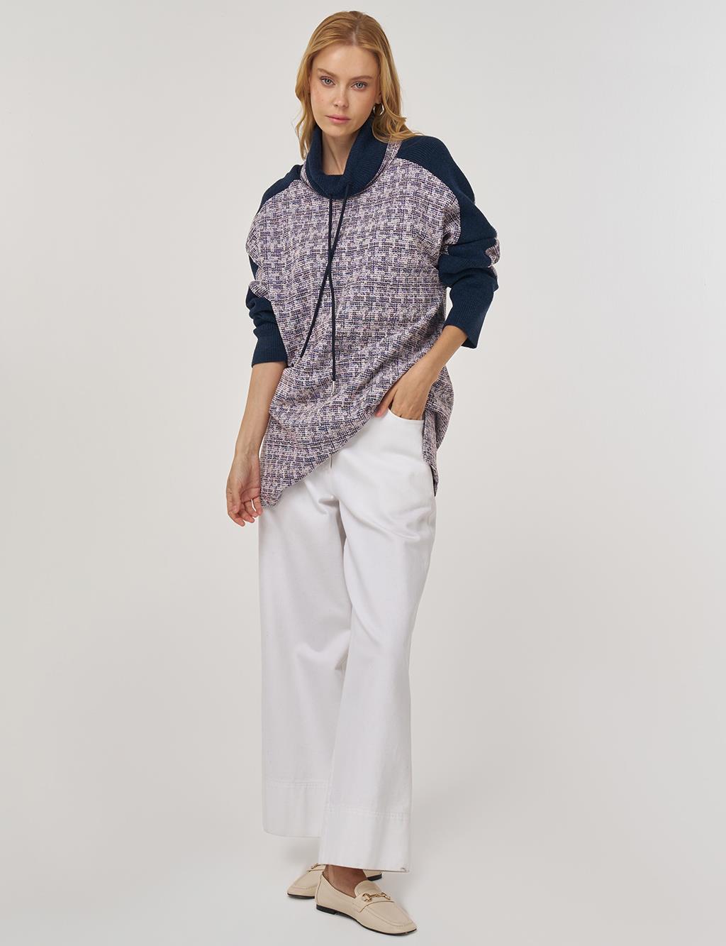 Triko Garnili Sweatshirt İndigo 