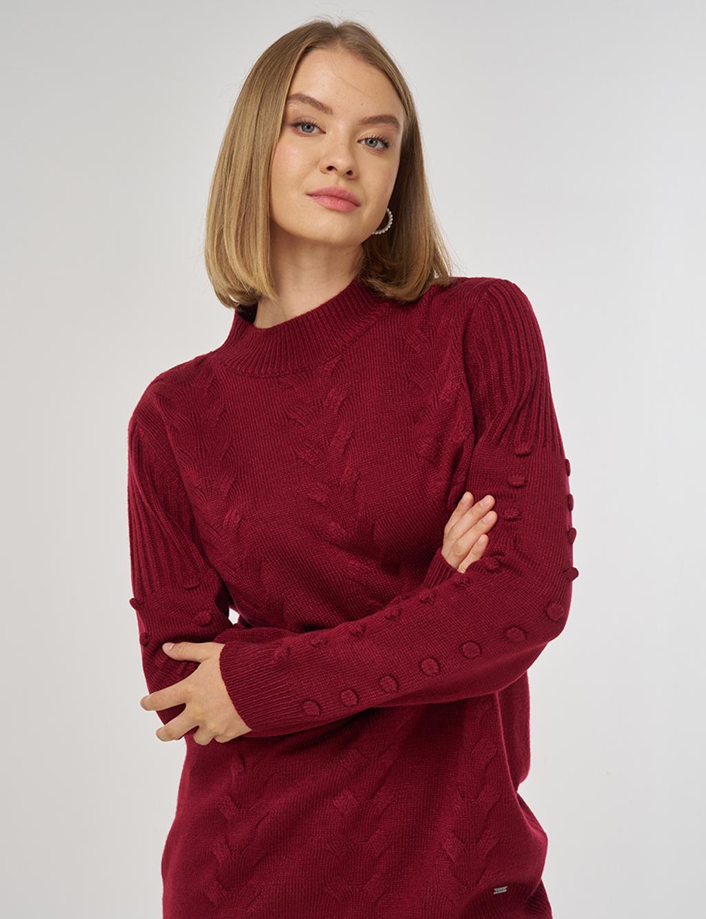 Crochet Knit Tunic in Dark Burgundy
