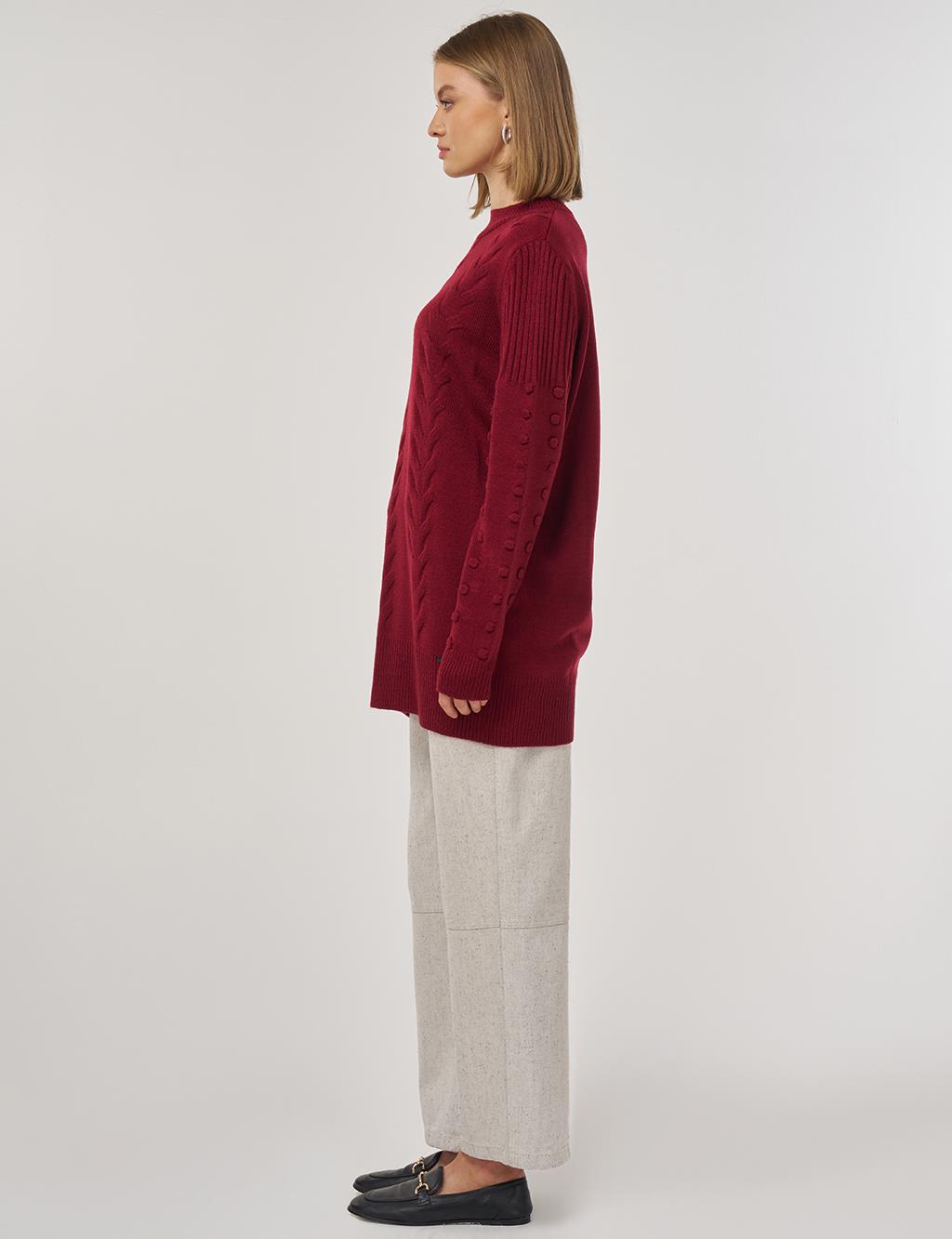 Crochet Knit Tunic in Dark Burgundy