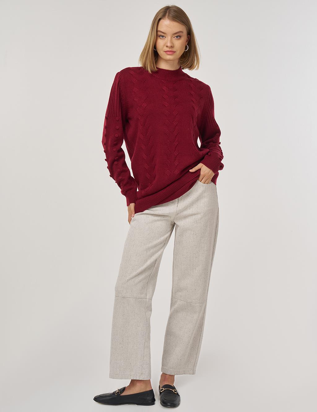 Crochet Knit Tunic in Dark Burgundy