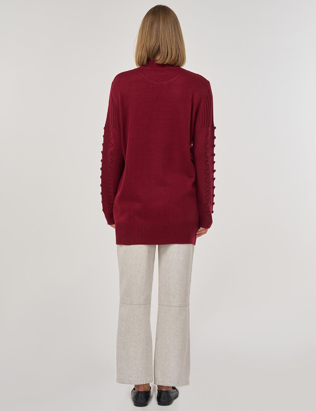 Crochet Knit Tunic in Dark Burgundy