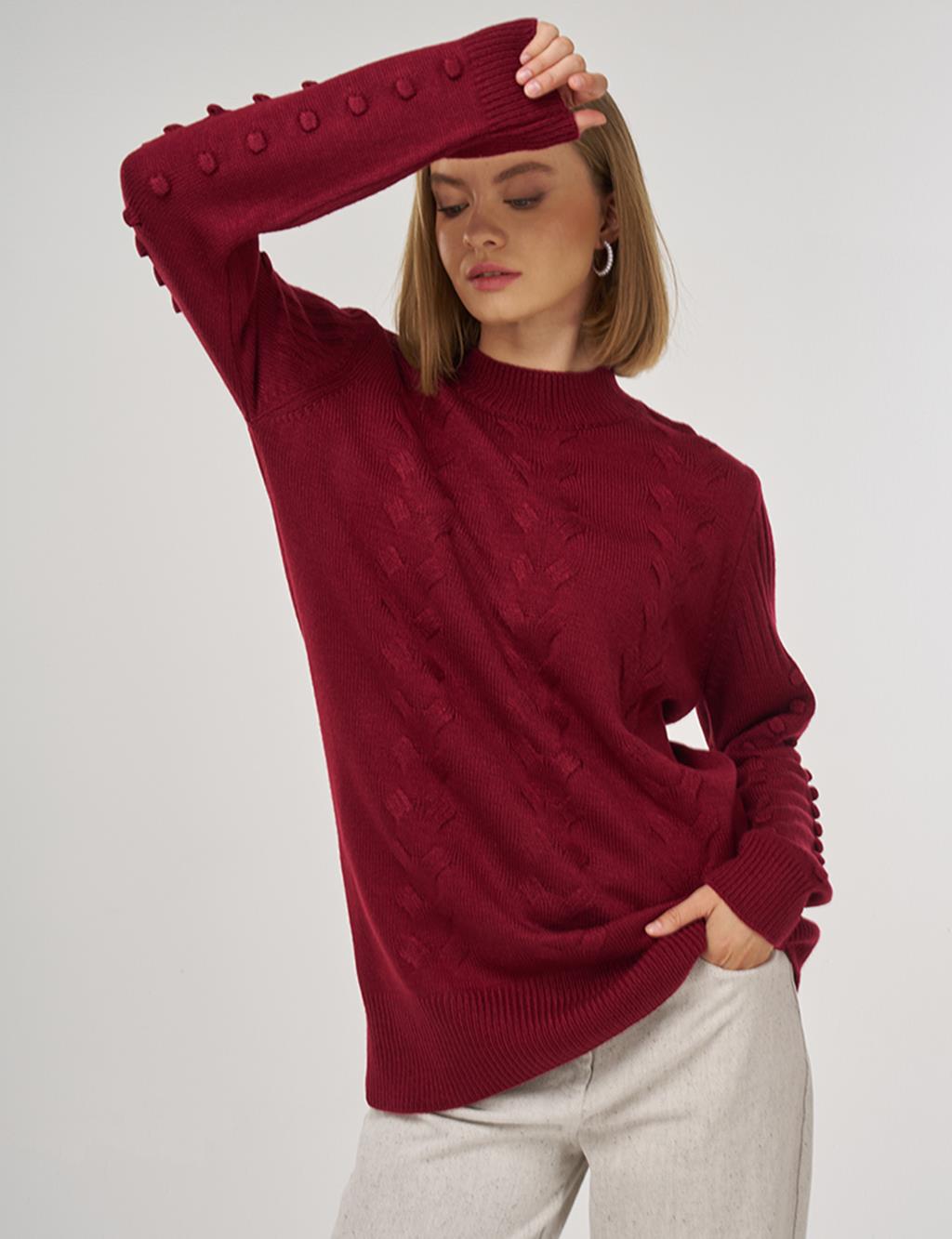 Crochet Knit Tunic in Dark Burgundy
