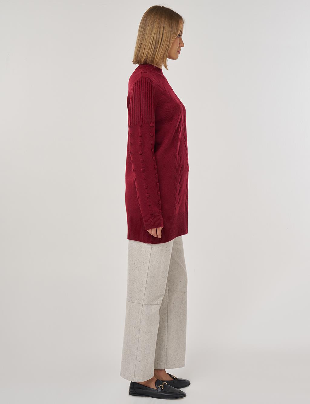 Crochet Knit Tunic in Dark Burgundy
