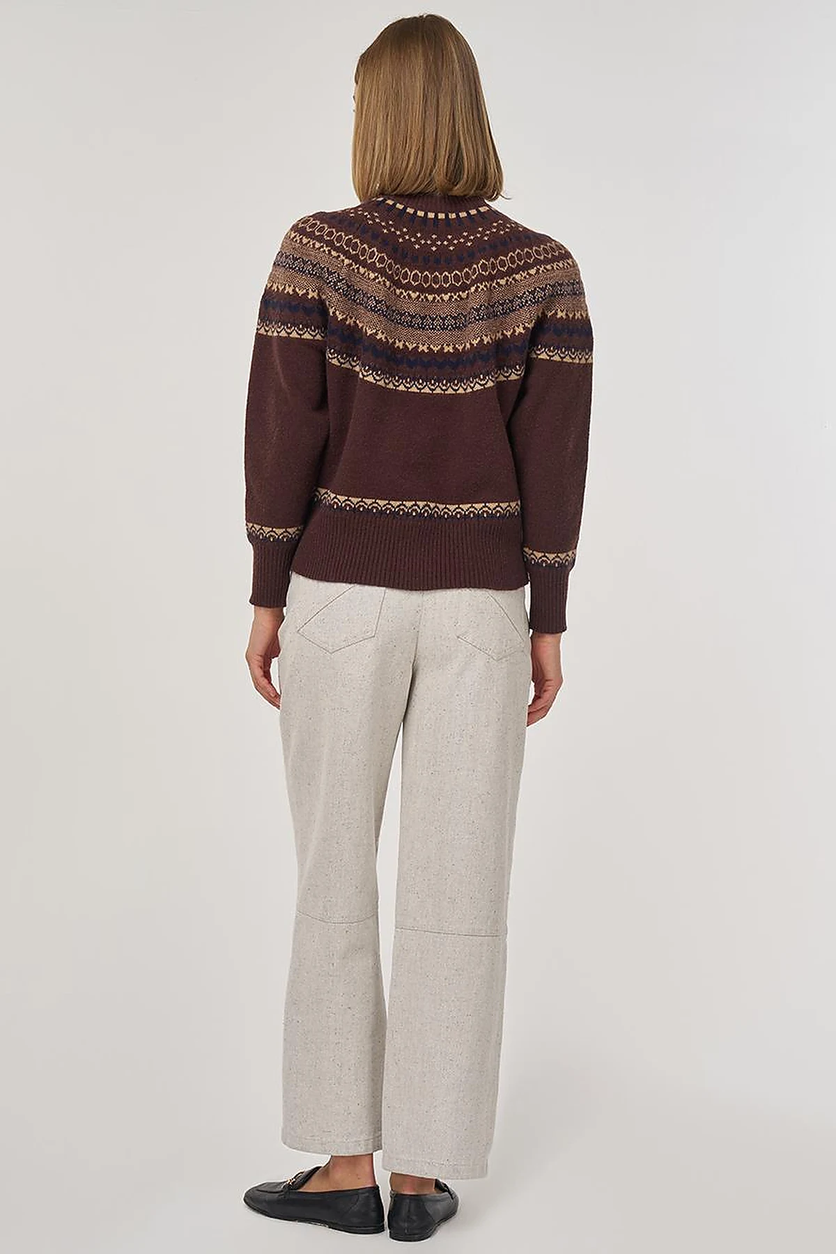 Patterned Turtleneck Sweater in Dark Coffee