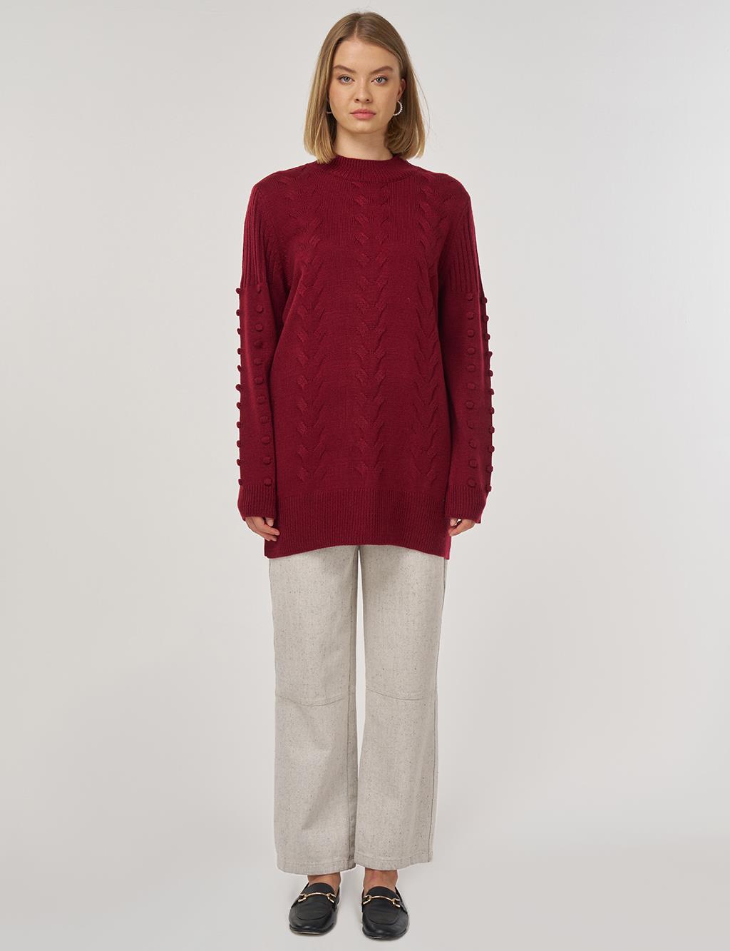 Crochet Knit Tunic in Dark Burgundy