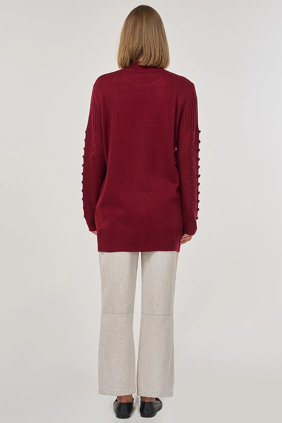 Crochet Knit Tunic in Dark Burgundy
