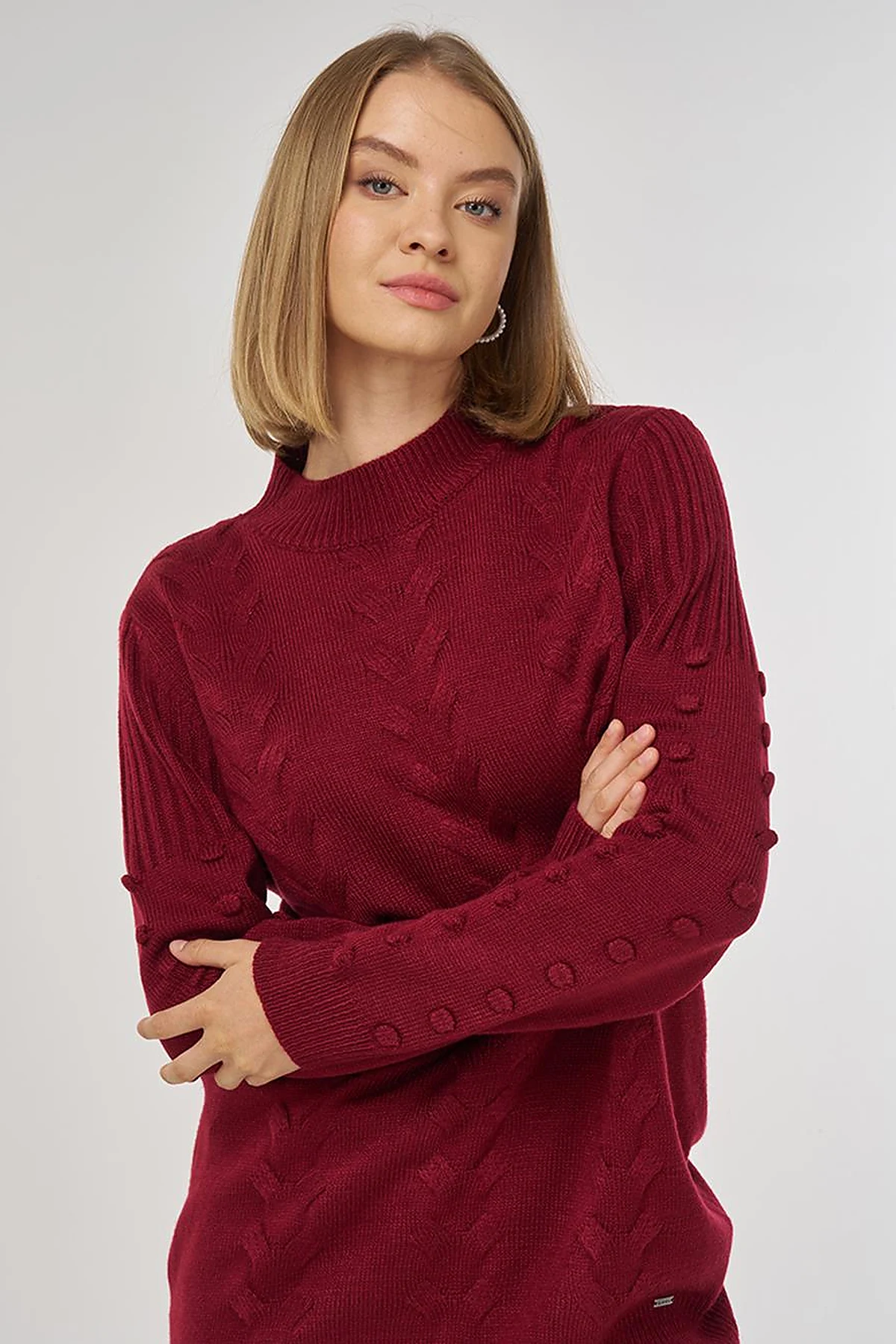 Crochet Knit Tunic in Dark Burgundy
