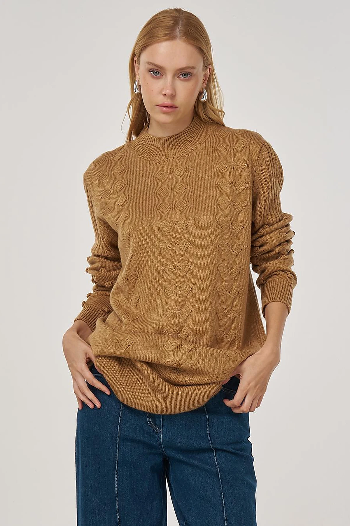 Crochet Knit Tunic in Mink