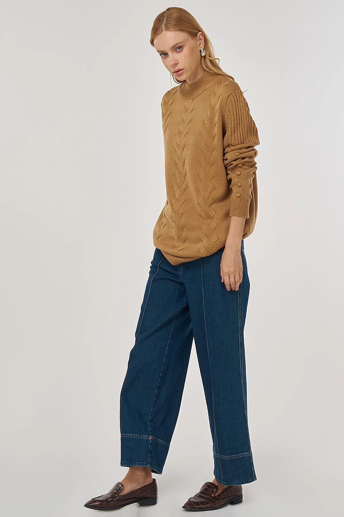 Crochet Knit Tunic in Mink