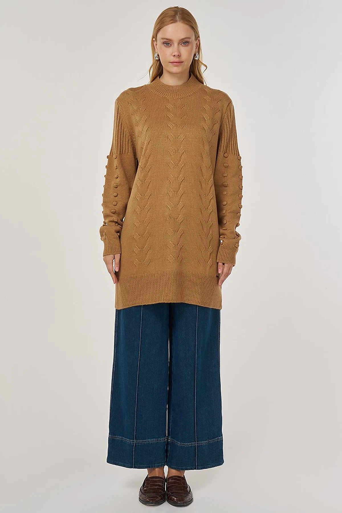Crochet Knit Tunic in Mink