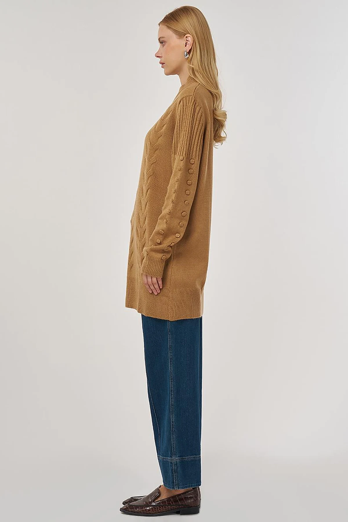 Crochet Knit Tunic in Mink