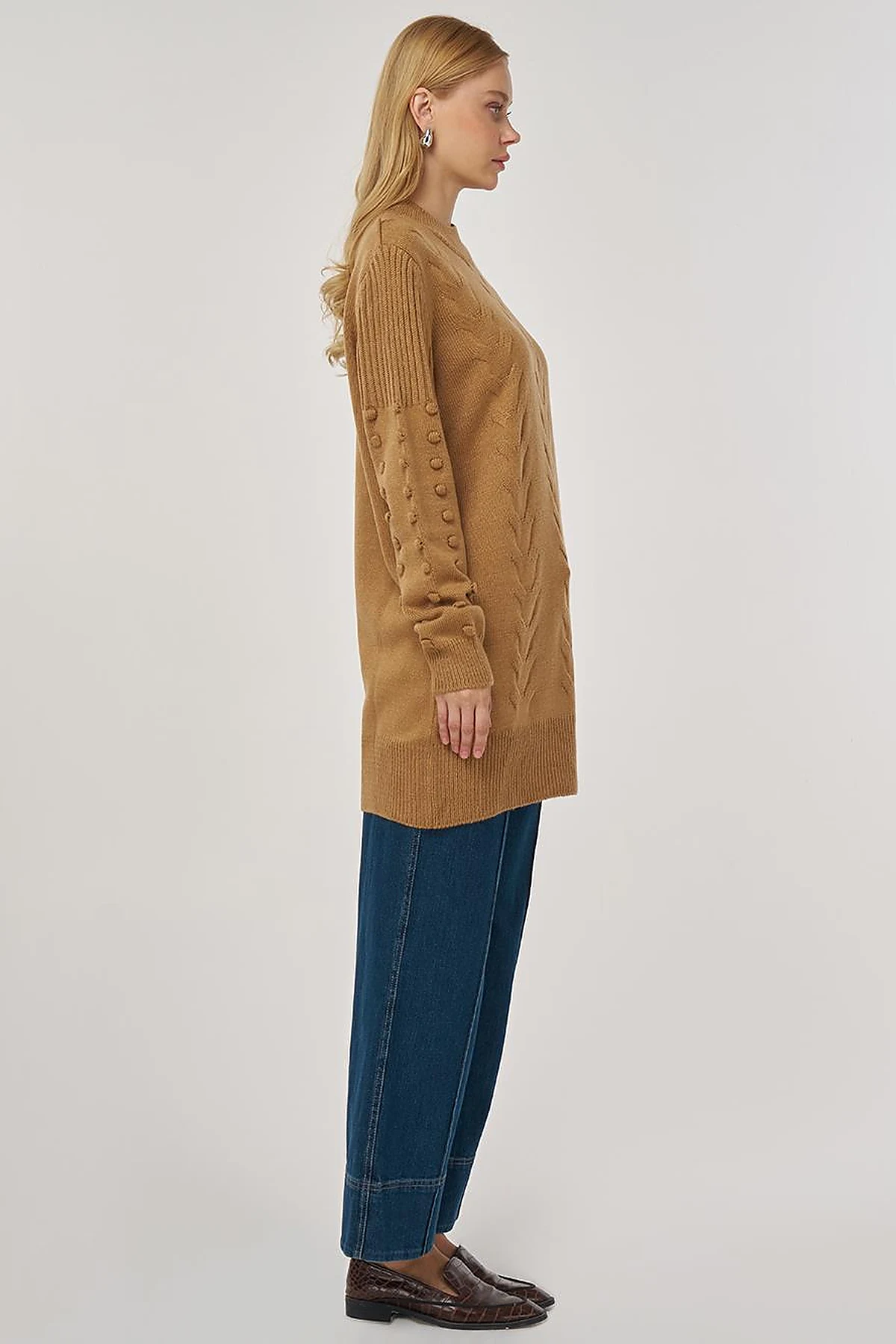 Crochet Knit Tunic in Mink
