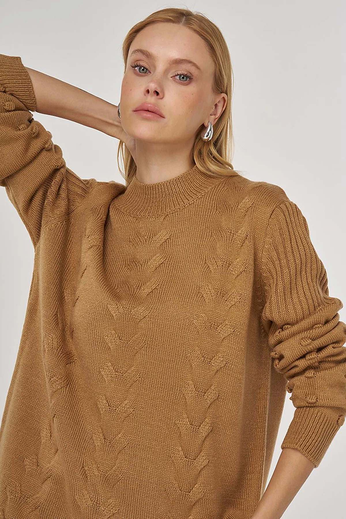 Crochet Knit Tunic in Mink