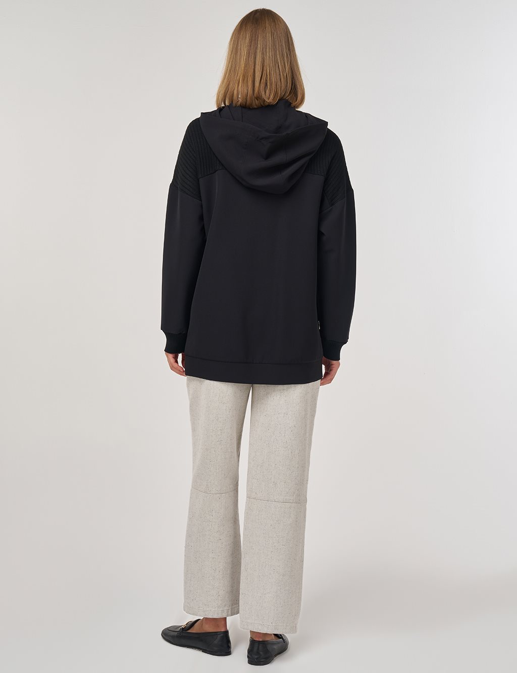 Triko Garnili Rahat Kesim Hırka Siyah 