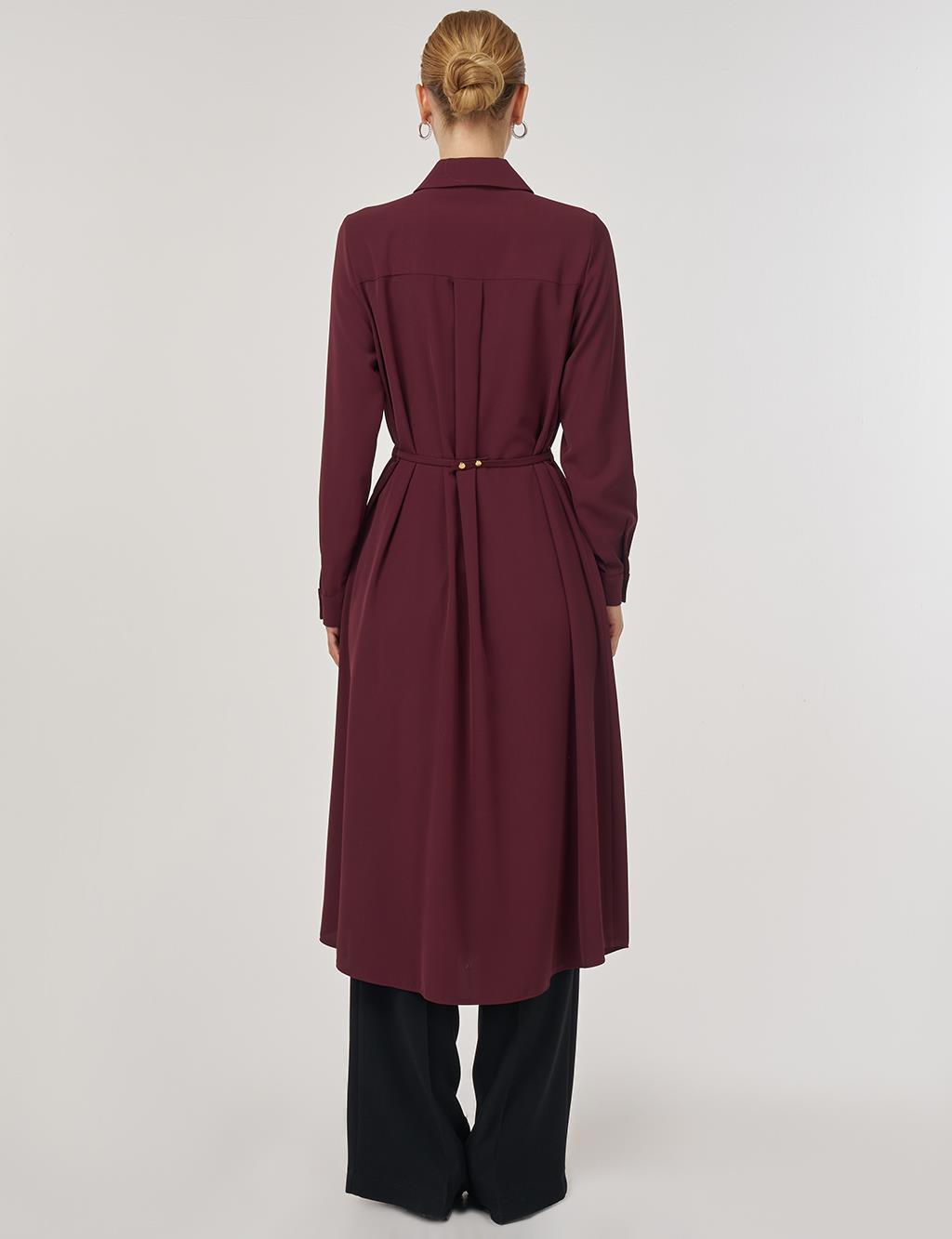 Pileli Uzun Tunik Bordo